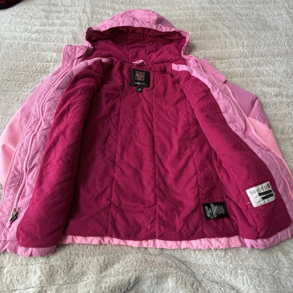Swiss‎ Tech Girls 3-in-1 Systems Pink Winter Jacket with Hood Small 6/6x